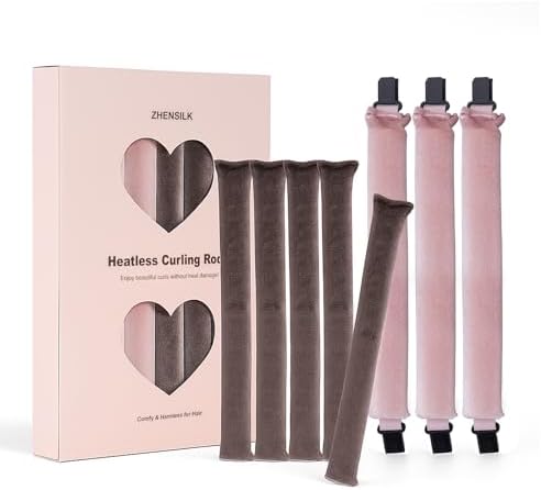 Heatless Curls Overnight Rods Set – 8PCS Flexible Heatless Curling Rods for Long & Short Hair, Soft No Heat Hair Curler Blowout Styling Tools for Loose Waves or Tight Curls by ZHENSILKFocusonhaircare