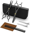 Hair Cutting Scissors Thinning Shears Kit ULG Professional Barber Hairdressing Texturizing Salon Razor Edge Scissor Japanese Stainless Steel 6.5 inch BLK by ULG