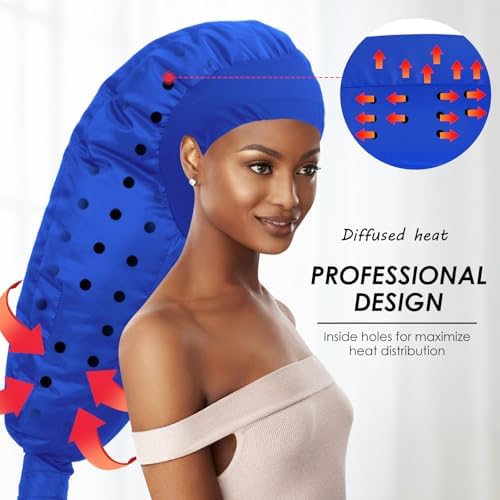 TEPENAR Hair Dryer Bonnet Attachment: Upgraded Extra Large Hooded Dryer Adjustable Hair Dryer Caps - Easy to Use for Natural Curly Textured Hair Care Styling Fast Drying - Blue - Image 4