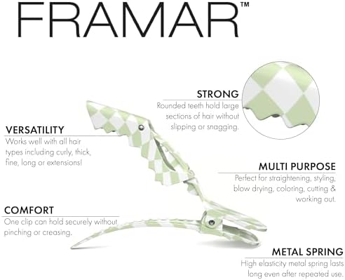 FRAMAR Alligator Clips For Hair Styling, Checkered Hair Clip For Women - Image 2