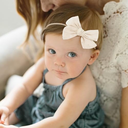 BQUBO Baby Girl Bows and Headbands Cute Headbands with Bow Nylon Hairbands Handmade Hair Accessories for Newborn Infant Toddlers 10 Pack - Image 2