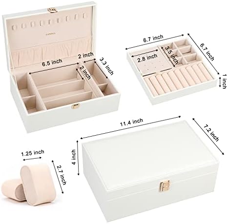 LANDICI 2-Layer Jewelry Box with 4 Watch Slots, Purple - Image 6