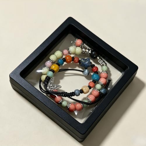 10 Pack Jewelry Gift Boxes, 3.54 x 3.54 x 0.78 Inch, Transparent Jewelry Boxes, Small Gift Boxes for Jewelry, Earrings, Necklaces, Handmade Bangles, and Bracelets (Black and White B) - Image 5