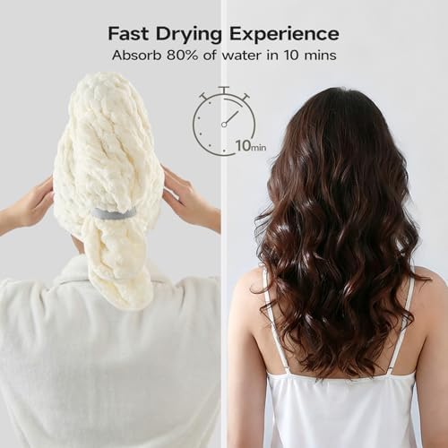 REDKISS 4 Pack Extra Large Hair Towels - Microfiber Oversized Hair Towel Wrap for Women, 23 x 47 inches Hair Towels with Elastic Strap, Super Soft Hair Drying Towels for Long, Thick, Curly Turbans - Image 4