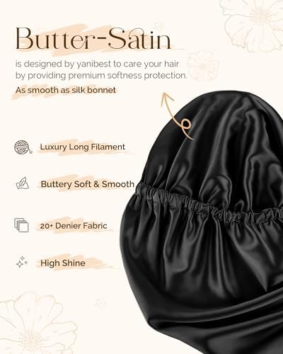YANIBEST Adjustable Satin Sleep Bonnet, Double Layer Extra Long Hair Bonnet - Image 3