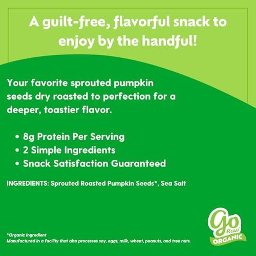 Go Raw Organic Sprouted Pumpkin Seeds - Dry Roasted Salted Pepita Snack - Image 3