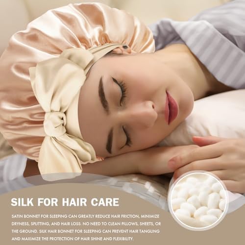 Silk Bonnet for Women,Adjustable Double Layer Sleep Cap - Image 5