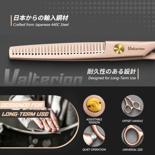 Hair Cutting Scissors Set,6.5" Hair Cutting Shears-Rose Gold - Image 2