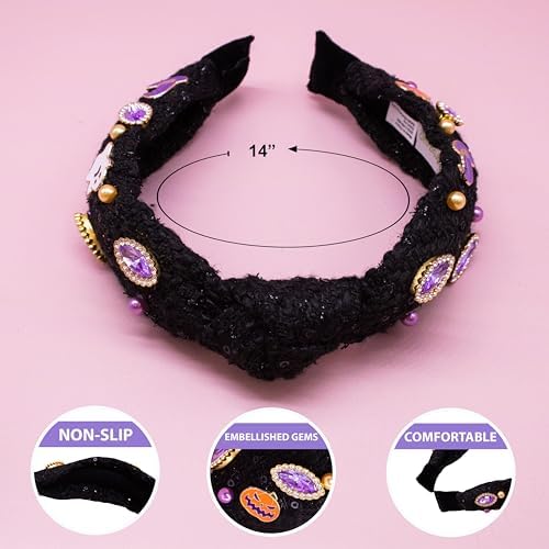 FROG SAC Knot Headband for Girls, Knotted Headbands for Toddler Kids, Rainbow Beaded Unicorn Hair Accessories, Halloween Christmas Stocking Easter Basket Stuffers (Black) - Image 4