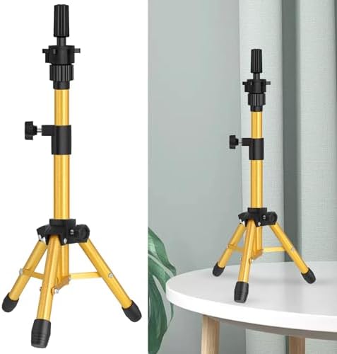 ZQIAN BEAUTY Wig Stand Tripod, 25 Inch Adjustable Mannequin Head Stand, Wig Head Stand for Training Heads And Canvas Block Head (Golden, Mannequin Head Not Included) by ZQIANBEAUTY
