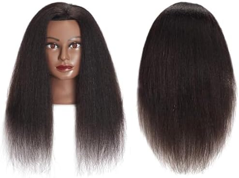 Mannequin Head 100% Real Hair 16" Afro Training Head with Clamp by Unknown