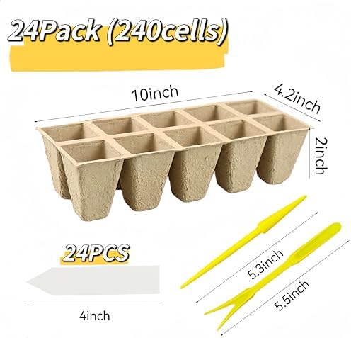 240 Cells Seed Starter Tray, 24 Pack Seed Starter Kit - Image 2