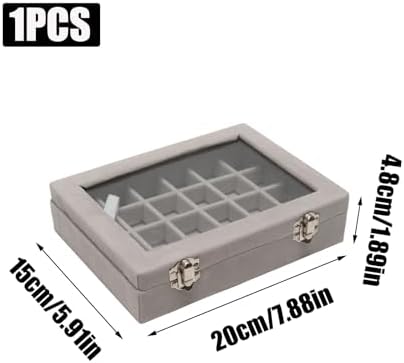 24 Grid Jewelry Box, Ring Display Organiser Box, Gray - Image 2
