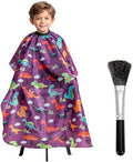 Gealaek Kids Haircut Cape and Neck Duster Brush Set with Dinosaur Pattern Kids Barber Cape 55x40 Inches for Boys & Girls Salon Cape Kit (Purple) by Gealaek