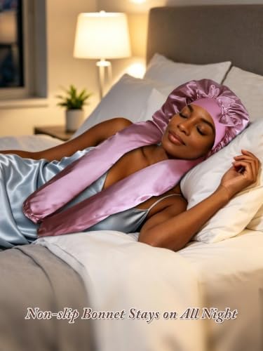 2pcs Satin Pantyhose Bonnet for Braids, Long Hair Bonnet for Women Sleeping - Image 6