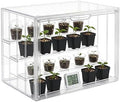 Klmnop Clear Mini Tabletop Greenhouse, Portable Small Indoor Greenhouse with Magnetic Waterproof Door for Seed Starting, Plant Warmth & Home Display, 14.2 x 8.7 x 10.6 Inch by Klmnop