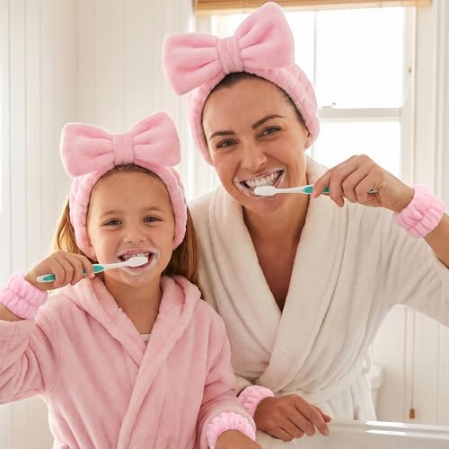 CWJCYTNSN 15 PCS Women Spa Headband and Wristband Set for Washing Face, Skincare Makeup Headband Women and Teen Girl Gifts Trendy Stuff（Pink） - Image 6