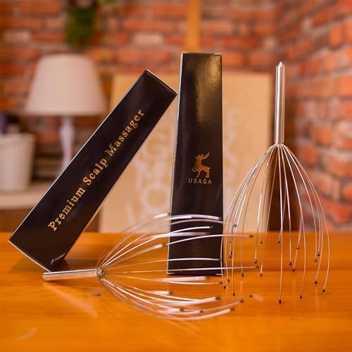 USAGA Head Massager Scalp Massager 20 Fingers Head Scratcher for Scalp Body Relaxing (Silvery) - Image 6