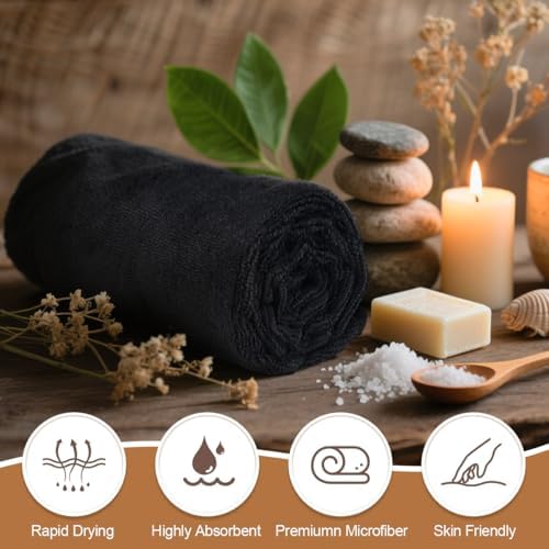 Orighty Salon Towels, 48 Pack Black Microfiber Hair Towel (16 x 29 Inch) - Image 5