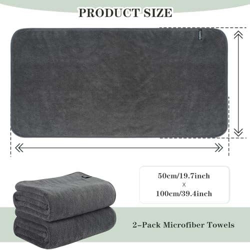 KinHwa Bathroom Hand Towels, Microfiber Face Towels, 20x40 Inch, 2 Pack - Image 2