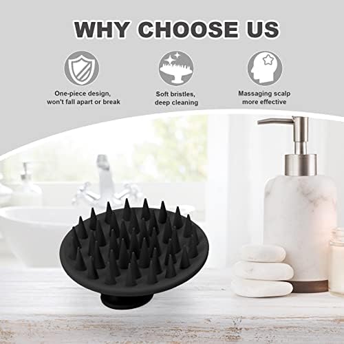Meartchy Silicone Scalp Massager Shampoo Brush, Scalp Brush for Hair Growth & Dandruff Removal, Hair Scrubber Scalp Stimulator Exfoliator Brush with Soft Bristles for Wet Dry Scalp Care (Black) - Image 6