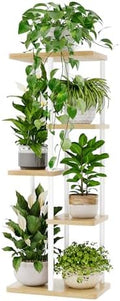 Bamworld Plant Stand 5 Tier Corner Shelf for Multiple Plants White by Bamworld