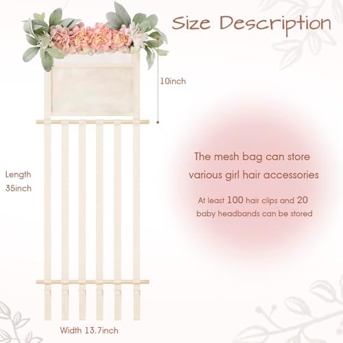 POVETIRE Headband Holder Hair Bows Organizer for Girls, Hair Accessories Display Storage Wall Hanging Decor for Baby Nursery Toddler Girls Room - Image 3