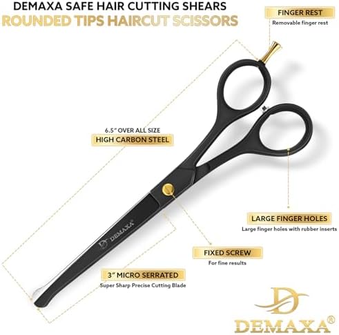 6.5 inch Kids Hair Cutting Scissors Kit – Baby & Toddler Haircut Set with Safety Scissors & Clippers – Hair Shears for Kids, Children, Women, Men – Barber Shears kids haircut cape - Image 3