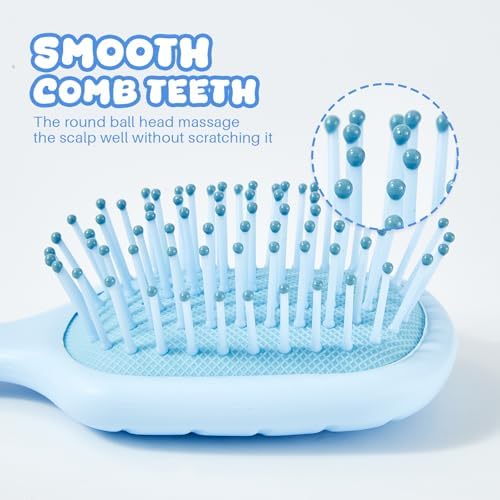 Mini Hair Bursh for Women Men and Kids, Protable Travel Size Hair Brush for Pockets Purses, Mini Detangler Brushes for All Hair Types, Small Paddle Brush for Detangling(Blue) - Image 4