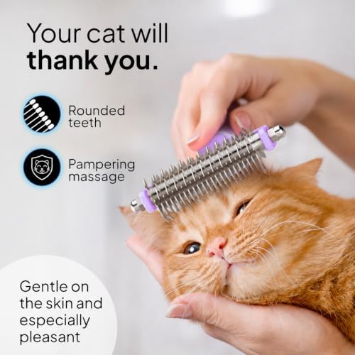 Pretty Paw Cat Brush for Indoor Cats & Long Hair with Gentle Massage, Blue - Image 6