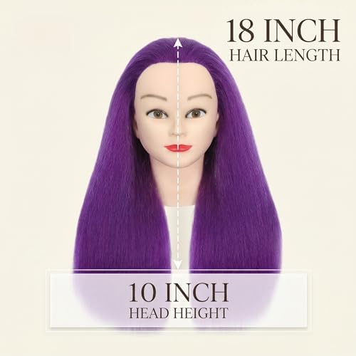 100% Real Hair Mannequin Head Training Head Manikin Cosmetology Doll Head for Hairdresser Practice Braiding Hair Styling with Clamp stand (18-inch) - Image 7