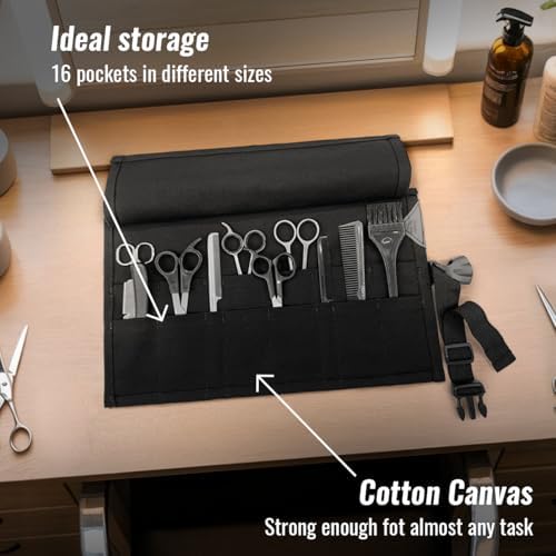 Under NY Sky Salon Scissors Roll Up Holder, for Hair Salon Tools - Black - Image 4