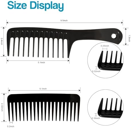 4PCS Wide Tooth & Rat Tail Hair Combs Set for Men & Women(Black+Purple) - Image 7