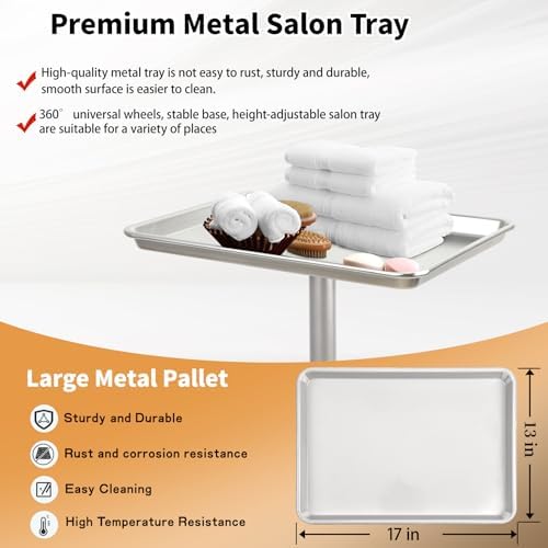 Salon Tray on Wheel, Metal Mayo Stand Tray, Use As Medical Tray, No-Rusting - Image 3