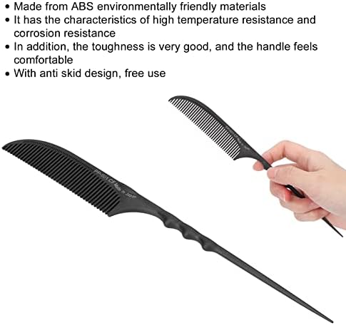 Hair Rat Tail Combs Parting Rattail Combs, Tail Comb Professional Grade Heat Hairdressing Styling Salon Combs for All Hair Types Black (PP-801) - Image 3