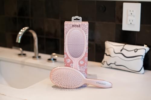 FRAMAR Glitter Hair Brush Detangler, Detangling Hairbrush For Women – Rosé - Image 6