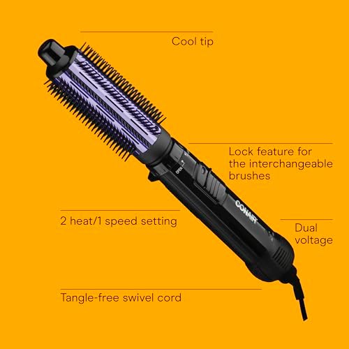 Conair 2-in-1 Hot Air Curling Combo, Includes 1.5-inch Curl Brush and 1-inch Aluminum Bristle Brush - Image 2