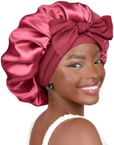 YANIBEST Adjustable Silk Bonnet for Sleeping Women Double Layer Satin Bonnet Reduce Friction Prevent Frizz Curly Hair by yanibest