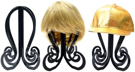 Plastic 3PCS Wig Stand,Black Wig Head Stand,Easy to Assemble Wig Stand Holder,Wig Holder Display Stand,Beanie Display Stand,Hat Stand 11.61 Inch high - Image 3