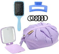 Conair Hair Accessories Kit for Women, Hair Clips, Hair Ties & Detangler Brush Set, No-Damage Styling Essentials for Travel & On-the-Go with Lighted Mirror & Puffer Bag, Purple by conair