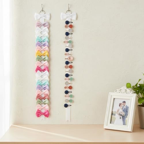 3 PCS Bow Holder for Girls Hair Bows, 40 in Long White Ribbon Hair Bow Organizer Storage for Women Girls - Image 5