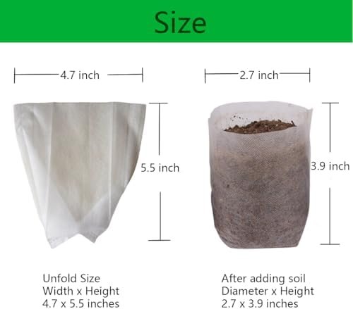 gardtree 400PCS 4.7×5.5 Inch Breathable Plant Grow Bags - Biodegradable Non-Woven Plant Nursery Bags for Seed Starting, Indoor/Outdoor Vegetables, Herbs & Flowers | Easy Transplant, Space Saving - Image 2