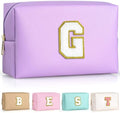 TOPEAST Travel Makeup Bag, Personalized Initial Toiletry Bag w Zipper, Cute Makeup Pouch, PU Leather Waterproof Cosmetic Bag, Birthday Gift for Daughter, Preppy Things for Girls (Purple G) by TOPEAST