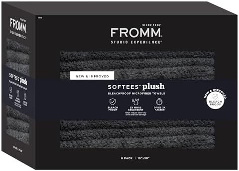 Fromm Softees Plush Bleachproof Microfiber Hair Towels, 6-Pack, Dark Grey by Fromm