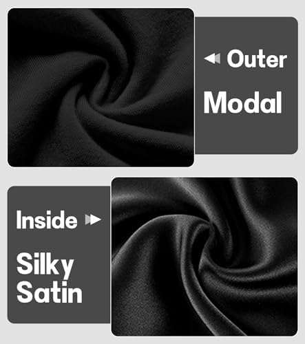 SECZIPE 2pcs Silk Satin Bonnet Hair Wrap for Sleeping, Adjustable Strap Curly Natural Hair Night Caps for Women Men(Black&Black) - Image 3