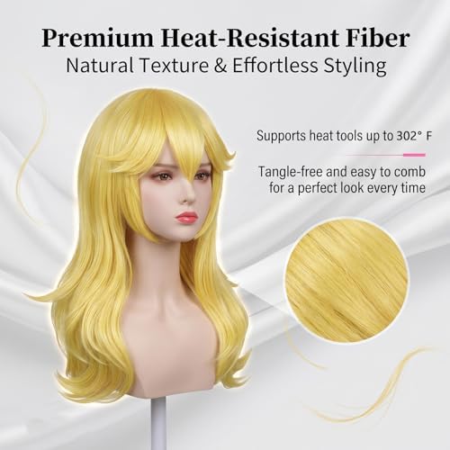 7 Pieces Girls Cosplay Wig Long Blonde Princess Costume Wig JZ045 - Image 3