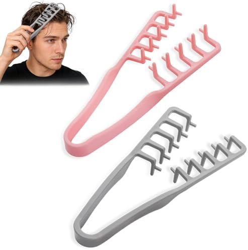 2Pcs Texture Comb, Volumizing Wide Tooth Texture Hair Styling Comb, Fluffy Wide Tooth Curly Hair Comb, Fluffy Curly Hair Comb for Volume Fringe Parting, Anti-Frizz Styling Tool for Men by Unknown