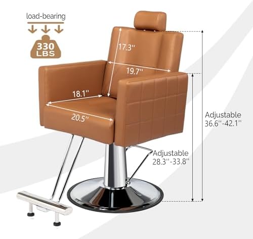OmySalon Salon Chair for Hair Stylist, Reclining Barber Chair Hairdressing Styling Chair with Adjustable headrest, Beauty Shampoo Barbershop Furniture - Image 2
