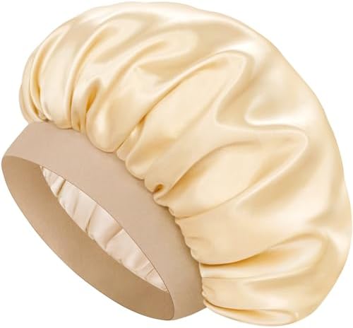 Satin Silk Bonnet for Hair, Double Layer Sleep Cap for Men & Women by Doitory