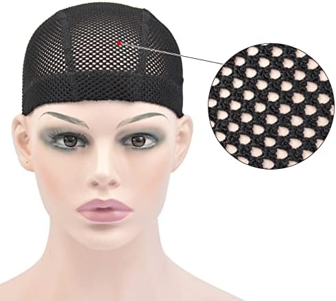 2 Pcs Mesh Dome Wig Cap Elastic Crochet Wig Caps for Making Wig, Black L - Image 2